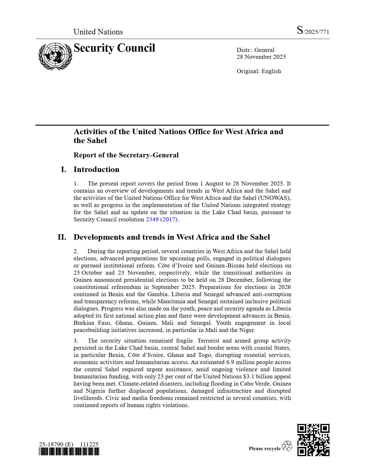 SG Report UNOWAS - Nov2025 Cover